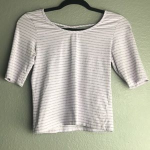 Cotton On Lavender/Gray Stripped Crop Top